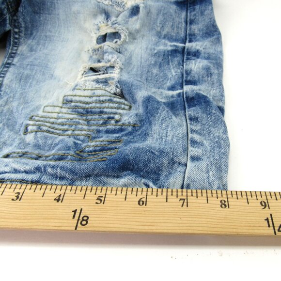 FWRD Denim 32 Men's Distressed Patchwork Factory Faded  11" Inseam Jean Shorts - Picture 8 of 9